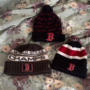 Boston Red Sox Kids Winter Hat Set - Gray, Blue, Red, White- World Series